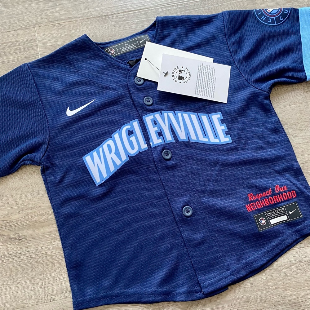 【Kids】Chicago Cubs Nike Navy MLB City Connect Replica Jersey （24M）